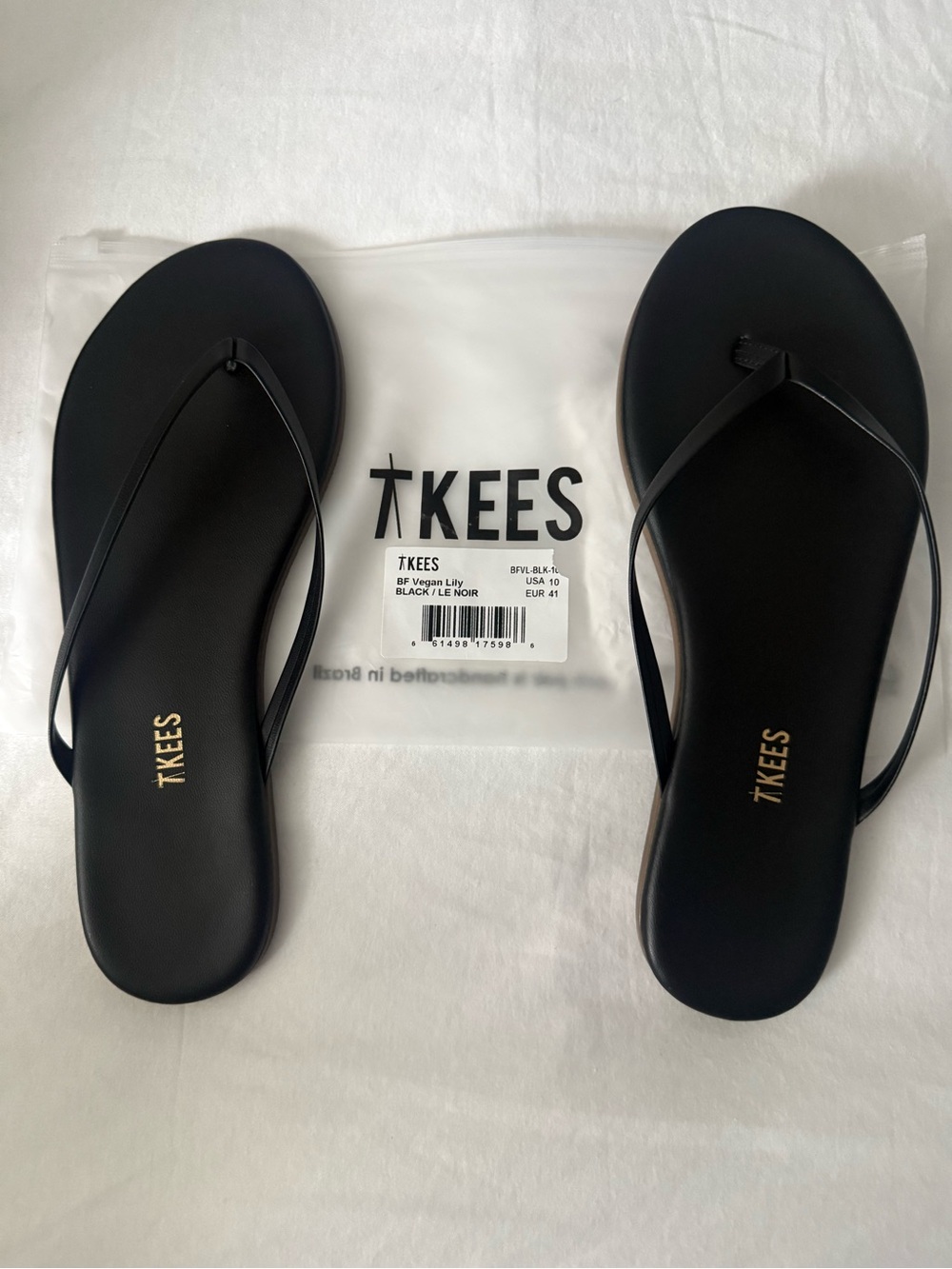 TKEES Black Slim Vegan Thong Sandals